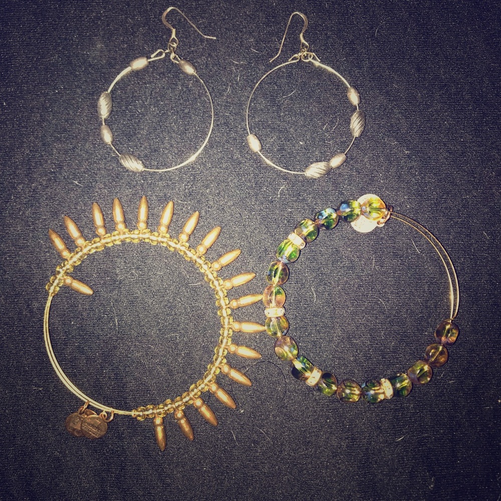 Alex and Ani bracelet and earrings